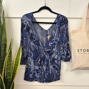 Floral Blue Free People Women's Top